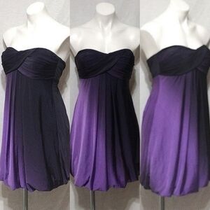 Xscape Joanna Chen Ombre Strapless Cocktail Party Dress Size 4 Purple Black Chic
